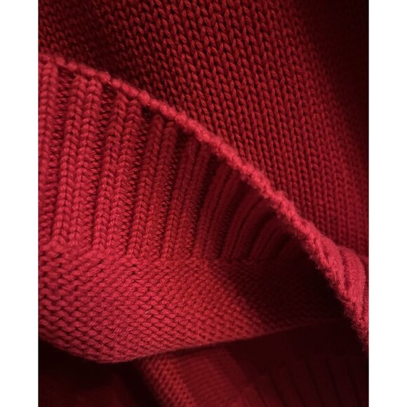 Polo CHAPS Mock Turtle Neck Red Quarter Zip 100% Knit Cotton Sweater Mens Large - Picture 13 of 14